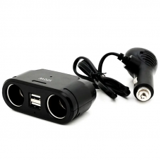 Автомобільна зарядка - розгалужувач прикурювача Olesson 2USB + вольтметр, 12V-24V