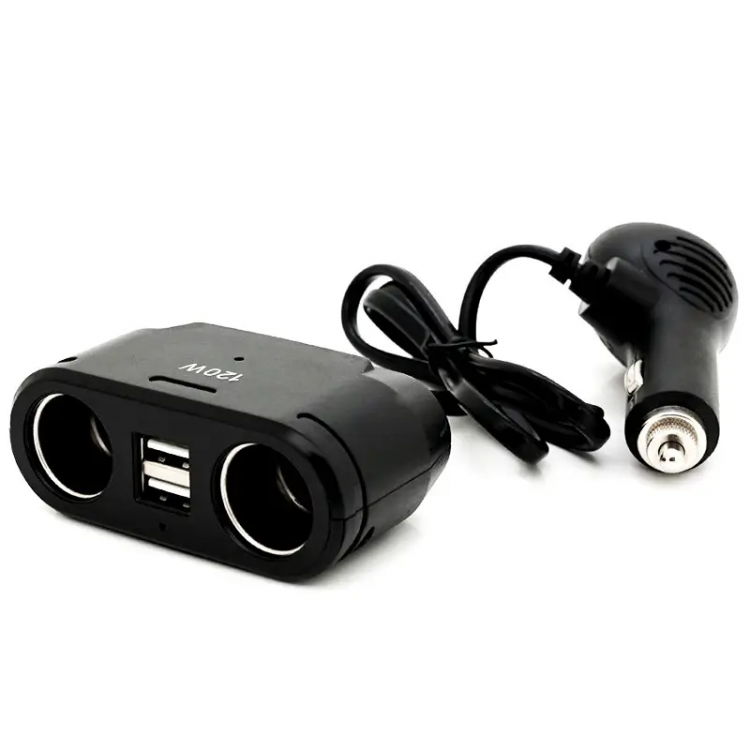 Автомобільна зарядка - розгалужувач прикурювача Olesson 2USB + вольтметр, 12V-24V