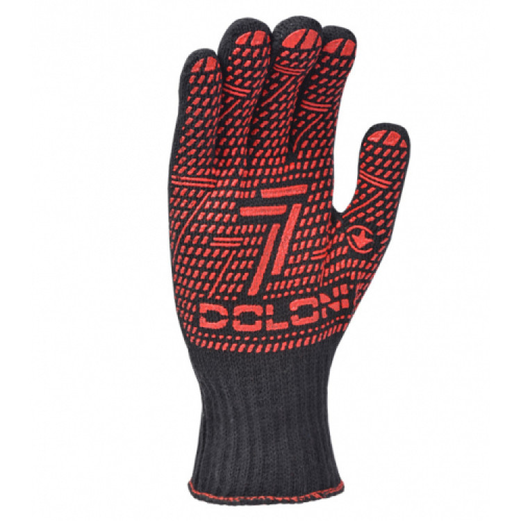 DOLONI  Рукавиці  ПВХ чорні в червону крапку  10319