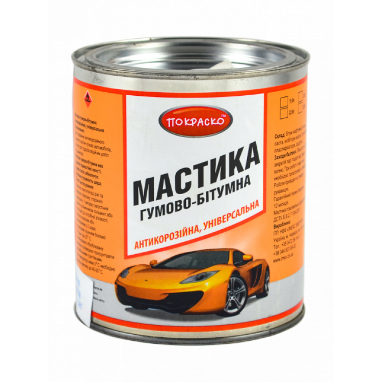 ПОКРАСКО Мастика гумово-бітумна 1л