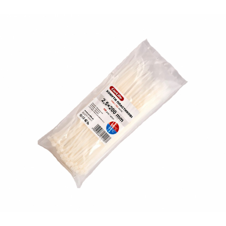 CARLIFE хомут пластиковий 3.6*370 білий (100шт)