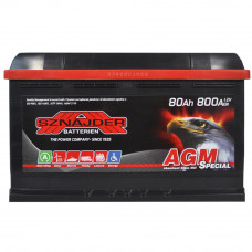 Акумулятор SNAJDER AGM 80Ah/12V/800A (правий +)
