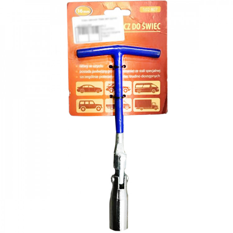 ELEGANT Ключ для свічок запалювання Т-подібний PLUS 16мм /(ST-07-1B) EL 102807