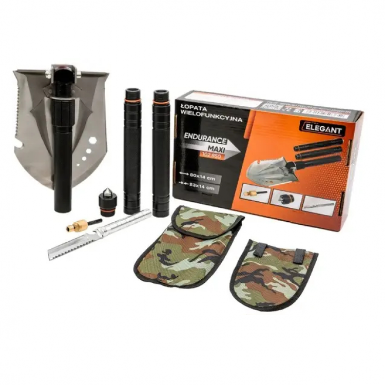 ELEGANT Лопата тактична багатофункціональна 80/23см (складна в чохлі) велика EL 102850