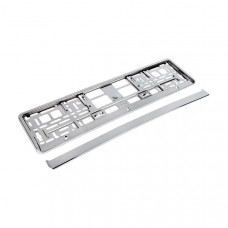 ELEGANT Рамка під номерний знак  срібляста, хром. пластик EL 100587