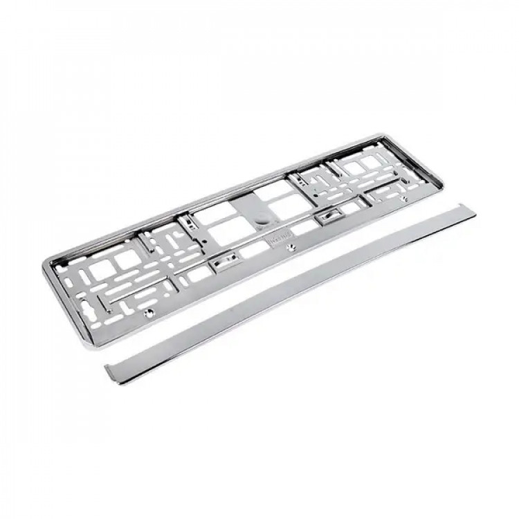 ELEGANT Рамка під номерний знак  срібляста, хром. пластик EL 100587