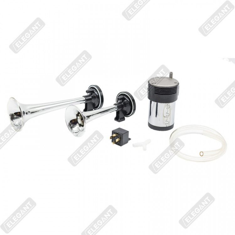 ELEGANT Cигнал повітряний 2-дудки 12V хром EL 100743