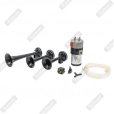 ELEGANT Cигнал повітряний 3-дудки 12V чорний EL 100746