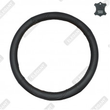 ELEGANT Чохол руля чорн. шкіра (перфорація + чорна нитка) S EL 105625