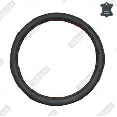 ELEGANT Чохол руля чорн. шкіра (масажер перфорований + червона нитка ) M EL 105646