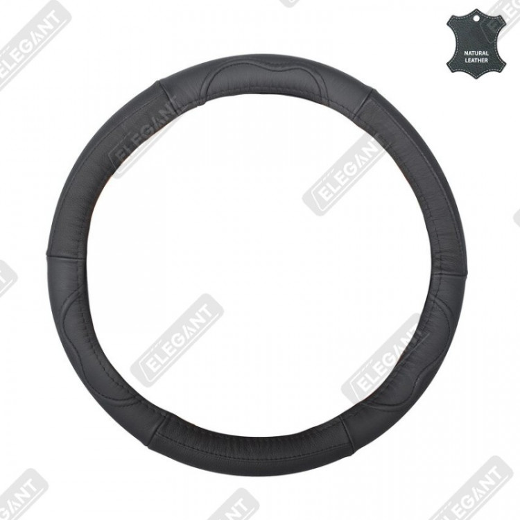 ELEGANT Чохол руля чорн. шкіра L EL 105652
