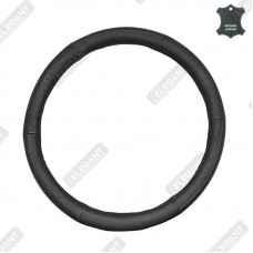 ELEGANT Чохол руля чорн. шкіра (перфорація + червона нитка ) M EL 105656