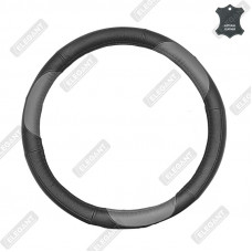 ELEGANT Чохол руля чорн. шкіра (сірі вставки ) S EL 105660