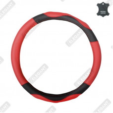 ELEGANT Чохол руля чорн. шкіра/червоний M EL 105666