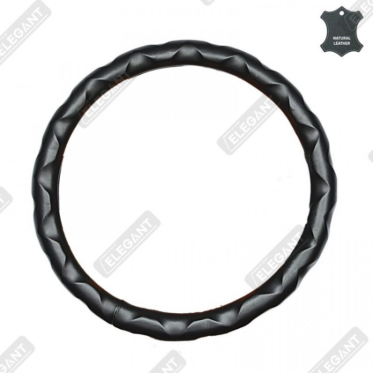 ELEGANT Чохол руля чорн. шкіра об'ємний M EL 105671
