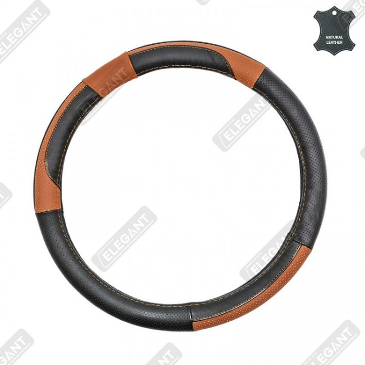 ELEGANT Чохол руля чорно-червоний шкіра M EL 105701