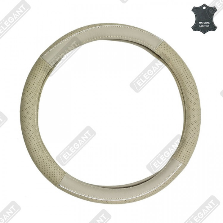 ELEGANT Чохол руля беж перфорація масажер шкіра M EL 105706