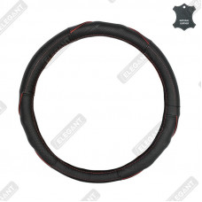 ELEGANT Чохол руля черв-чорн.шкіра S EL 105775