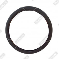 ELEGANT Чохол руля чорний (сіра нітка) М EL 105400