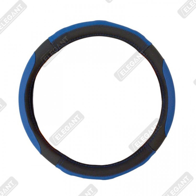 ELEGANT Чохол руля чорний (голуба боковина) М EL 105415