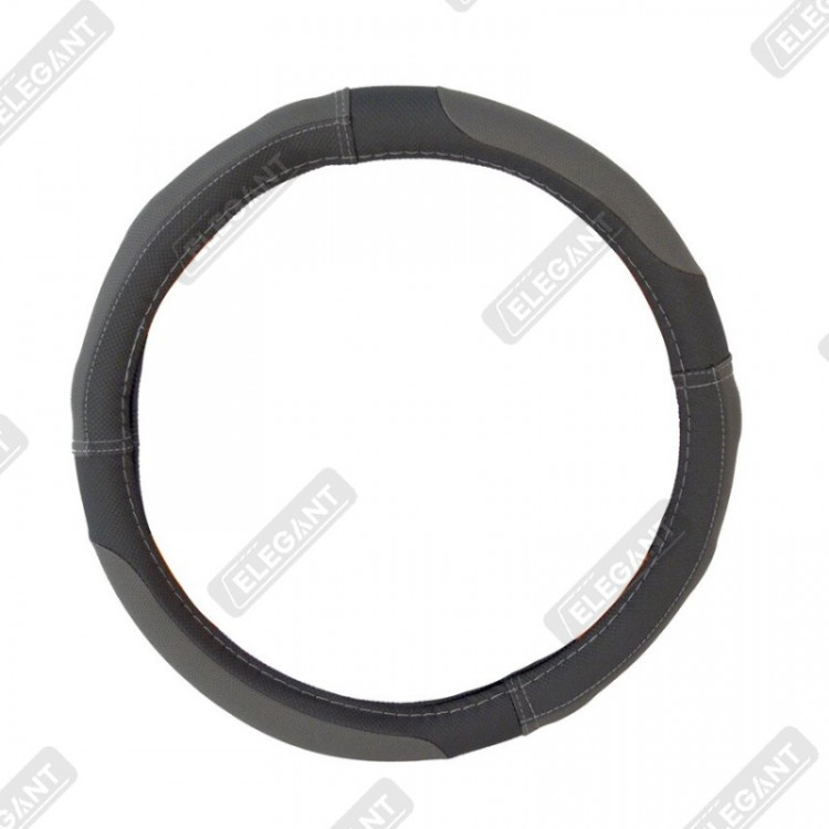ELEGANT Чохол руля чорний (сіра боковина) М EL 105420