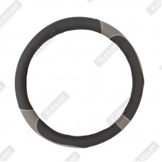 ELEGANT Чохол руля чорний (сірі вставки) S EL 105434