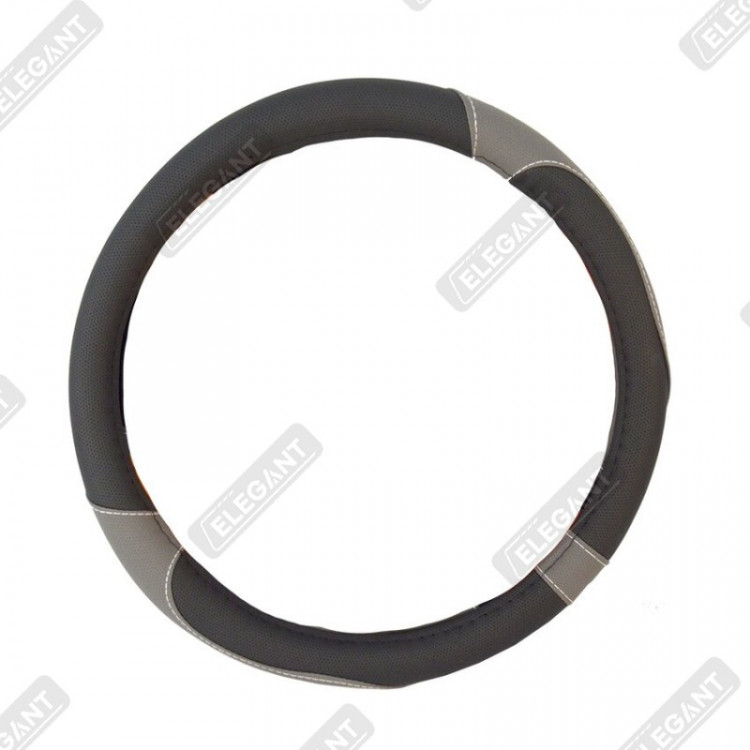 ELEGANT Чохол руля чорний (сірі вставки) S EL 105434