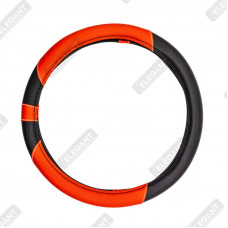 ELEGANT Чохол руля чорний (червоні вставки) М EL 105440