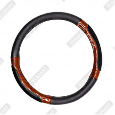 ELEGANT Чохол руля чорний (вставка під дерево) S EL 105454