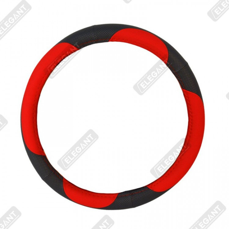 ELEGANT Чохол руля чорний (червона вставка 4 шт) М EL 105480