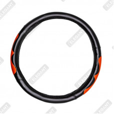 ELEGANT Чохол руля чорний (червона перфорація) М EL 105495