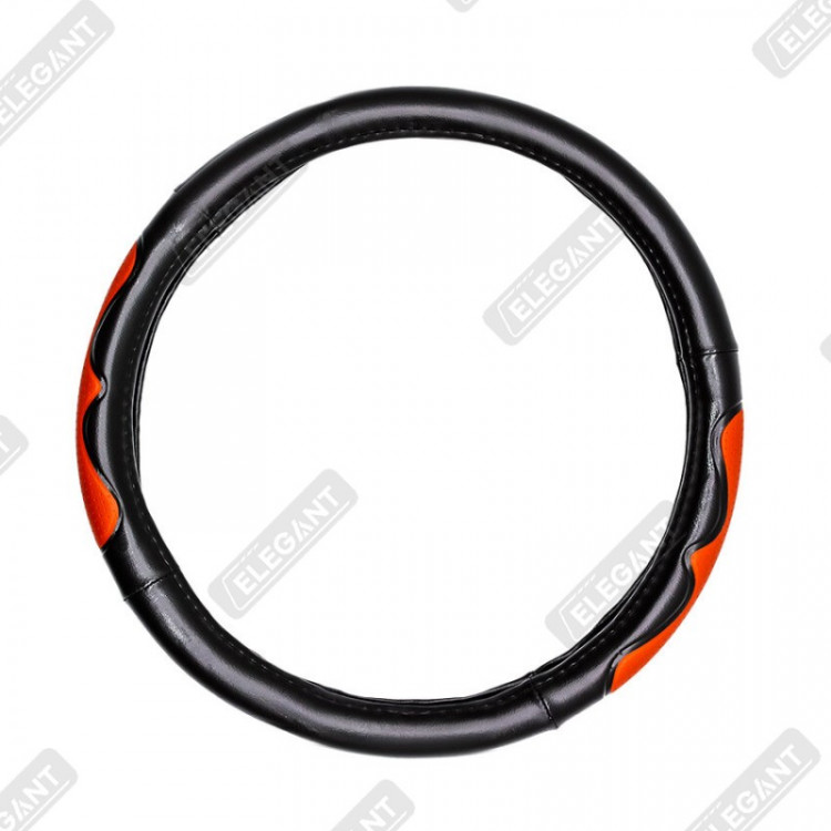 ELEGANT Чохол руля чорний (червона перфорація) М EL 105495