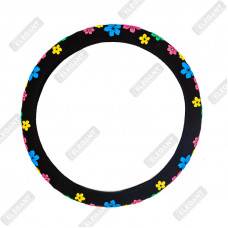 ELEGANT Чохол руля чорний (квіти) М EL 105520