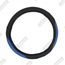 ELEGANT Чохол руля чорний (голуба вставка 2 шт) M EL 105565