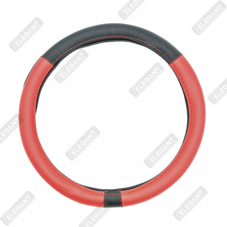 ELEGANT Чохол руля чорний (червона вставка 2 шт) S EL 105565/0