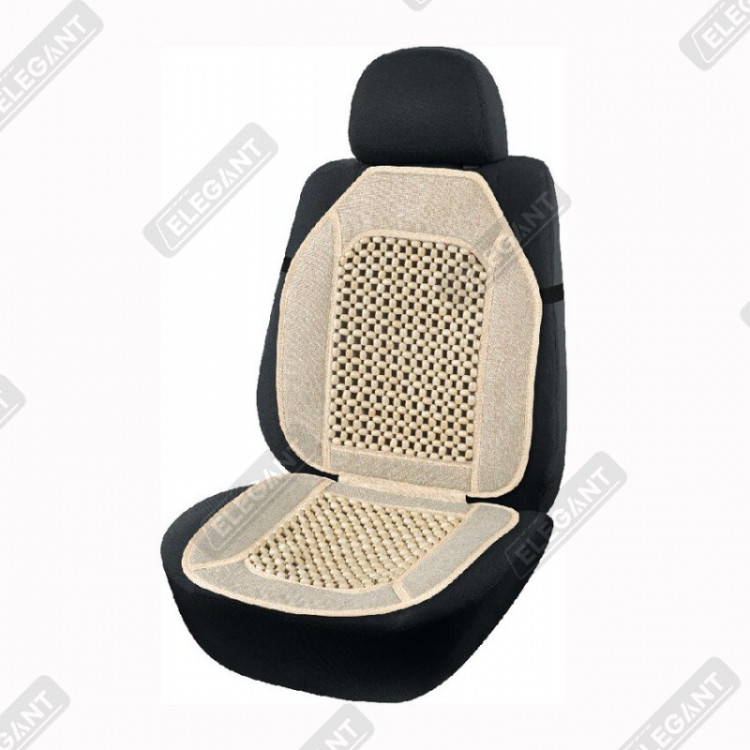 ELEGANT Накидка-масажер для автомобільного сидіння (кругла кісточка, льон), 47х100см, чорна EL 10065