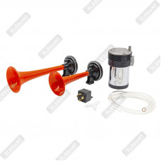 ELEGANT Cигнал повітряний 2-дудки 12V червоний EL 100744