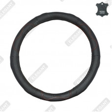 ELEGANT Чохол руля чорн. шкіра (масажер + червона нитка) M EL 105611