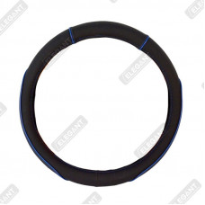 ELEGANT Чохол руля чорний (голуба нітка) L EL 105411