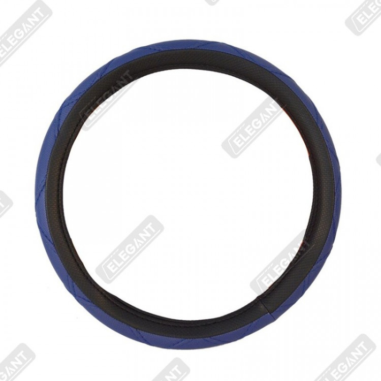 ELEGANT Чохол руля чорний (рельеф і голуба боковина) М EL 105470