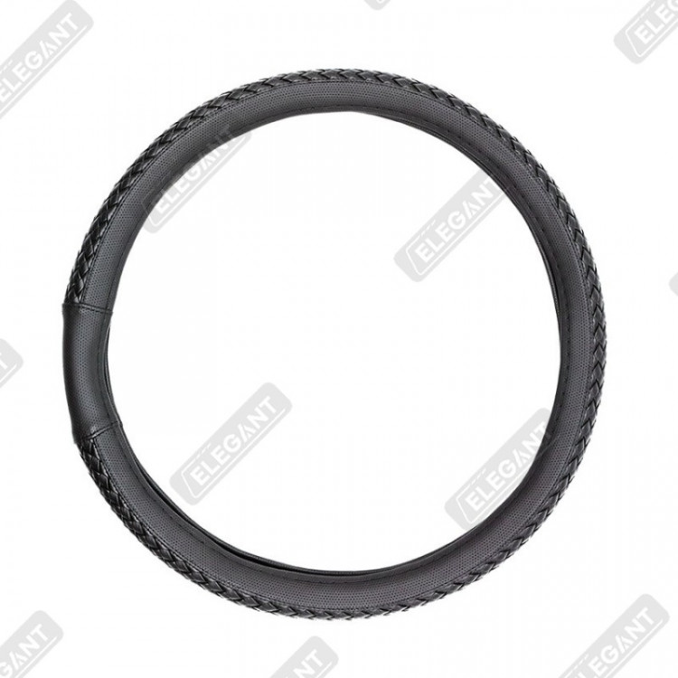 ELEGANT Чохол руля чорний (плетіння) L EL 105501