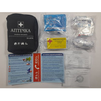 Аптечка для авто АМА-1, чорна сумка (19 од., 24 шт) охолодж.пакет, джгут, клапан штучної вентиляції