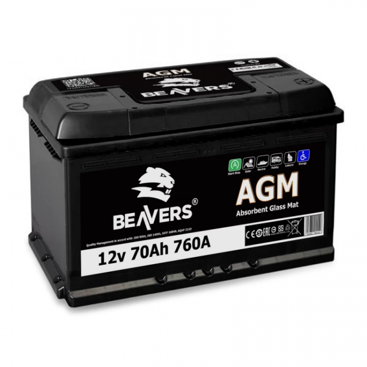 Акумулятор BEAVERS AGM 105Ah/12V/950A (правий +)