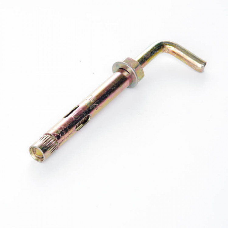 Анкер з кожухом та гайкою з L-гаком М10/12*100 цинк жовтий APRO (пач. 5 шт.)