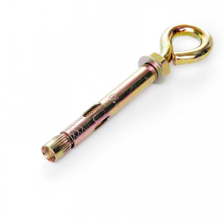 Анкер з кожухом та гайкою з O-гаком М10/12*100 цинк жовтий APRO (пач. 5 шт.)