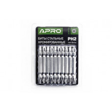 Біта 2-х стороння РН2-РН2*65мм APRO хром 10шт. (блістер)
