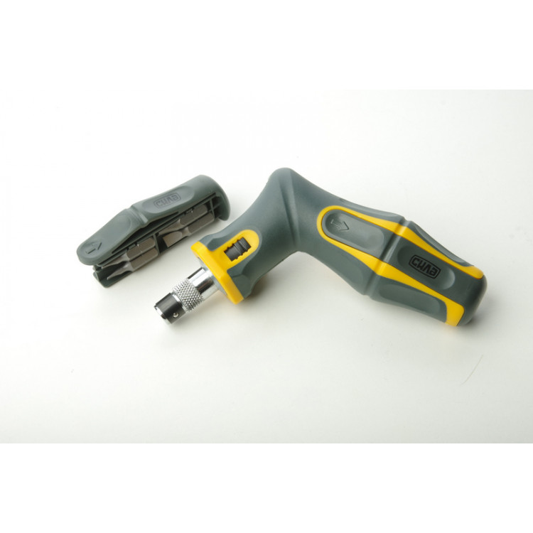 Викрутка реверсійна CrV з комплектом насадок(16 бит) (вигнута) СИЛА