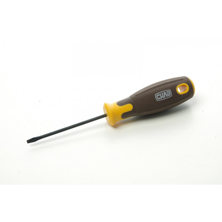 Викрутка шліцьова SL 3 *75 мм СИЛА композитна воронена