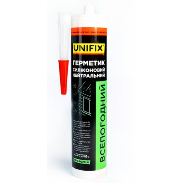 Герметик силіконовий нейтральний всепогодний UNIFIX прозорий 280г