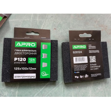 Губка шліфувальна двостороння Р120 125х100х12 мм APRO